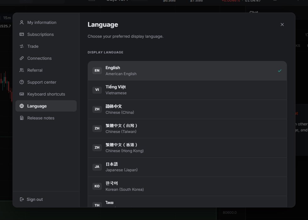 Language: pick one of the 19 display languages.