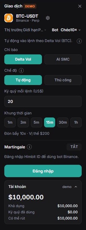 Binance: đăng nhập Himbit ID để dùng bot.