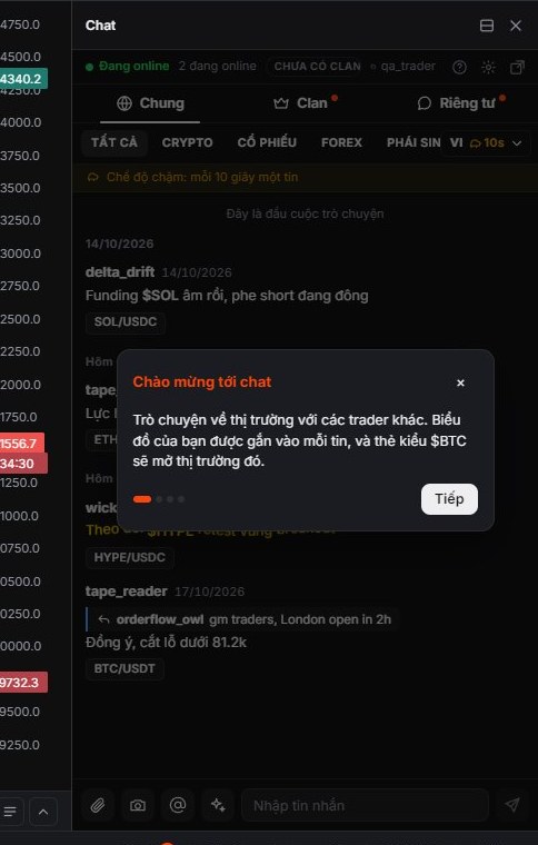 Hướng dẫn ngắn hiện ra lần đầu bạn dùng Chat.