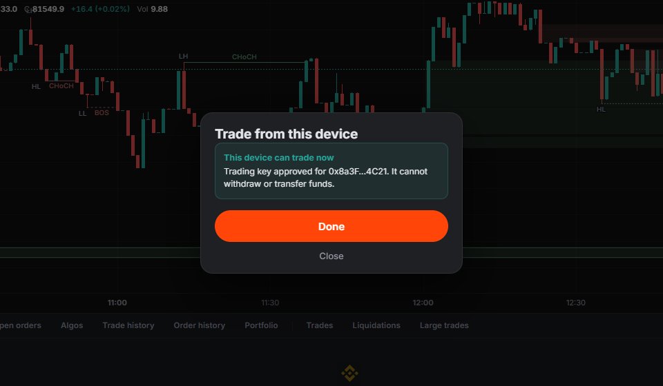 The new device can trade on Hyperliquid. It cannot withdraw or transfer.